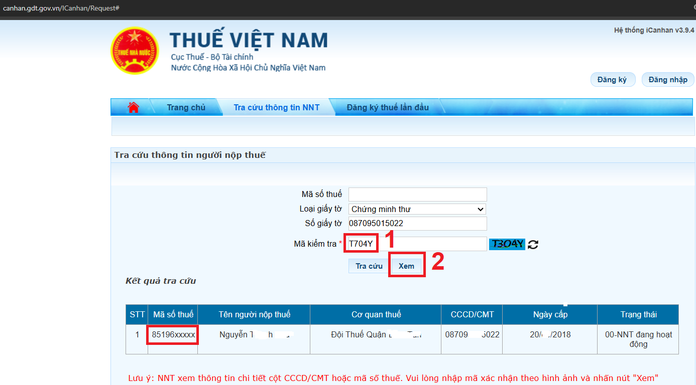 Cách kiểm tra trạng thái mã số thuế